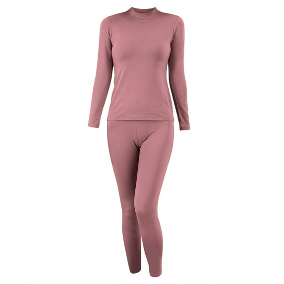 SNOWSONG Fleece Lined Leggings Women, Womens Padded Thickened Wool Thermal Underwear Set Long Sleeve Bottoms + Pants Two Piece Set, Winter Clothes for Women, Pajamas Set for Women Orange 2XL