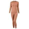 thumbnail image 1 of SNOWSONG Fleece Lined Leggings Women, Womens Padded Thickened Wool Thermal Underwear Set Long Sleeve Bottoms + Pants Two Piece Set, Winter Clothes for Women, Pajamas Set for Women Rose Gold L, 1 of 3
