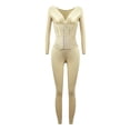 thumbnail image 1 of SNOWSONG Fleece Lined Leggings Women, Womens Padded Thickened Wool Thermal Underwear Set Long Sleeve Bottoms + Pants Two Piece Set, Winter Clothes for Women, Pajamas Set for Women Beige L, 1 of 9