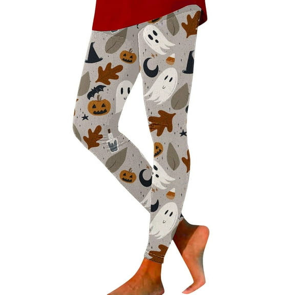 SNOWSONG Halloween Leggings for Women Halloween Women's High Waisted Bottom Pants Tummy Tuck Printed Leggings Pantyhose Plus Size Leggings Womens Leggings Tummy Control Leggings Beige L
