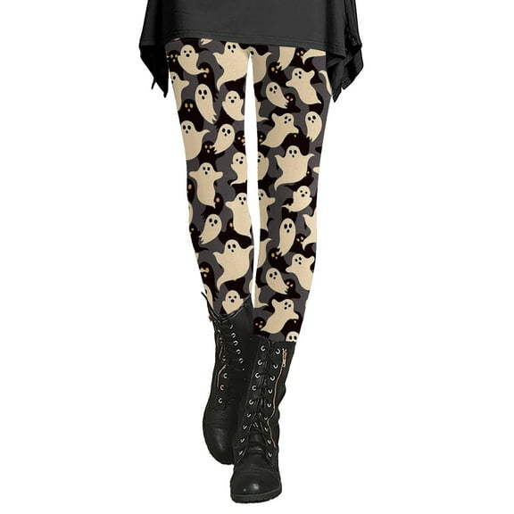SNOWSONG Halloween Leggings for Women Halloween Women's High Waisted Bottom Pants Tummy Tuck Printed Leggings Pantyhose Plus Size Leggings Womens Leggings Tummy Control Leggings Khaki L