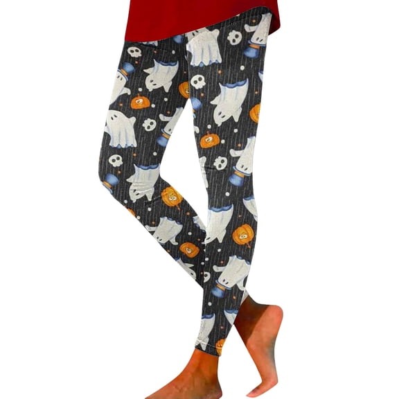 SNOWSONG Halloween Leggings for Women Halloween Women's High Waisted Bottom Pants Tummy Tuck Printed Leggings Pantyhose Plus Size Leggings Womens Leggings Tummy Control Leggings Navy 2XL