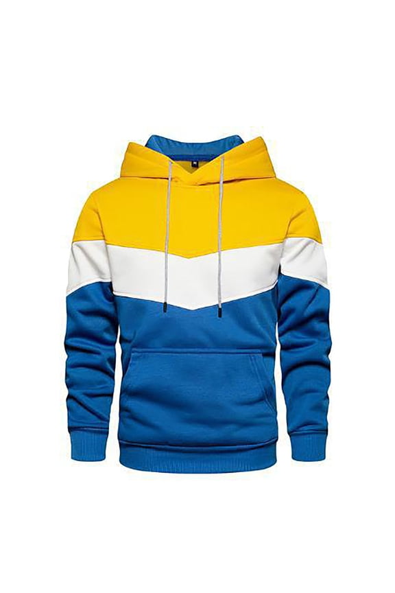 Hoodies for Men, Mens Coat Autumn and Winter Street Casual Sports Sweater Loose Side Seam Pocket Pocket Color Matching Youth Hooded Sweater Mens Hoodies Pullover Yellow L