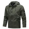 thumbnail image 1 of SNOWSONG Jackets for Men Clearance! Men's Fall / Winter Zipper Punching Jacket Drawstring Hooded Coat, Mens Casual Jacket, Mens Jackets Lightweight, Winter Jackets for Men, 1PC Jacket Green 5XL, 1 of 8
