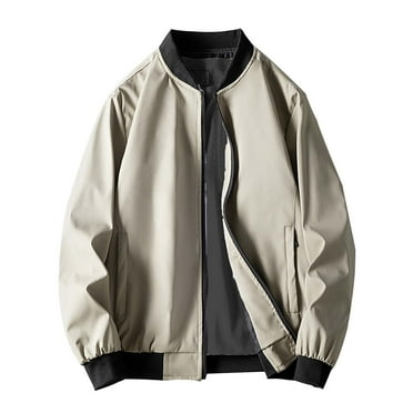 SNOWSONG Jackets for Men Clearance! Men's Spring & Autumn Casual Jacket Handsome Pilot Zipper Standing Collar Jacket, Mens Fall Clothes, Lightweight Jacket, Casual Jacket 1PC Jacket Khaki M