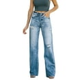 thumbnail image 1 of SNOWSONG Jeans for Women, Womens Casual High Waist Stretch Washed Hole Wide Leg Denim Trousers High Waisted Jeans, Fall Jeans 1PC Jeans Blue 2XL, 1 of 7