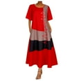 thumbnail image 1 of SNOWSONG Maxi Dresses for Women, Women's Plus Size Short Sleeve Sleeve Colorblocking Printed Dresses, Boho Dress, Flowy Dresses for Women, Long Dresses 1PC Dress Orange 5XL, 1 of 9