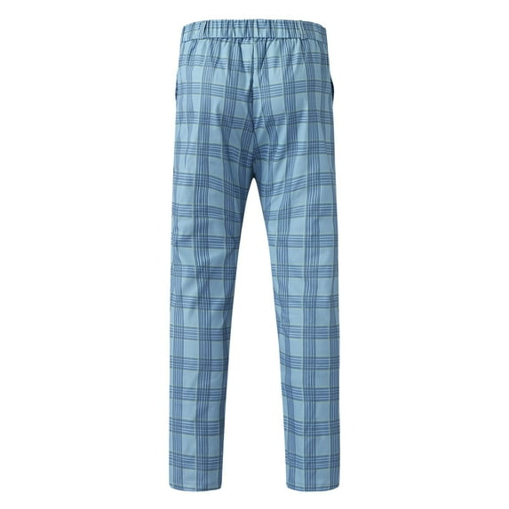 SNOWSONG Men's Pants, Mens Plaid Pencil Pants Zipper Elastic Waist Pants Trousers, Mens Casual Pants, Chino Pants Slim Fit, Slacks for Men 1PC Pants Blue 2XL