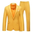 thumbnail image 1 of SNOWSONG Men's Suits Men's Slim Fit Suit Two Piece Business Wedding Party Jacket & Pants, Suit Jacket, Wedding Suits for Men, 2 Piece Suit Men 1PC Jacket + 1PC Pants Orange 2XL, 1 of 2