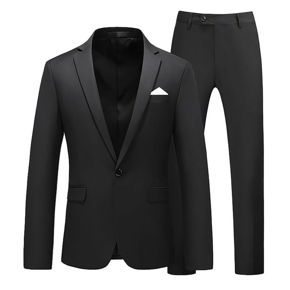 SNOWSONG Men's Suits Men's Slim Fit Suit Two Piece Business Wedding Party Jacket & Pants, Suit Jacket, Wedding Suits for Men, 2 Piece Suit Men 1PC Jacket + 1PC Pants Black L