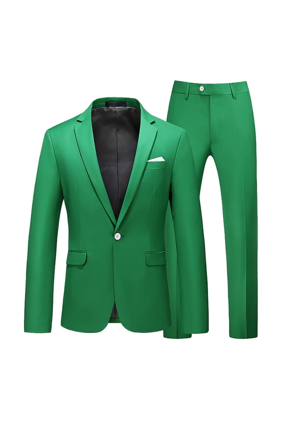 Men's Suits Men's Slim Fit Suit Two Piece Business Wedding Party Jacket & Pants, Suit Jacket, Wedding Suits for Men, 2 Piece Suit Men 1PC Jacket + 1PC Pants Green XL