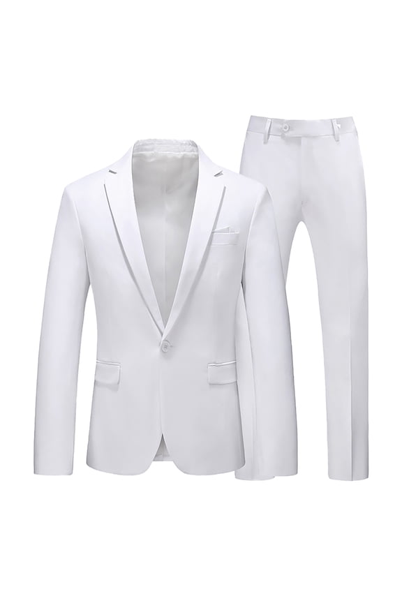 Men's Suits Men's Slim Fit Suit Two Piece Business Wedding Party Jacket & Pants, Suit Jacket, Wedding Suits for Men, 2 Piece Suit Men 1PC Jacket + 1PC Pants White XL