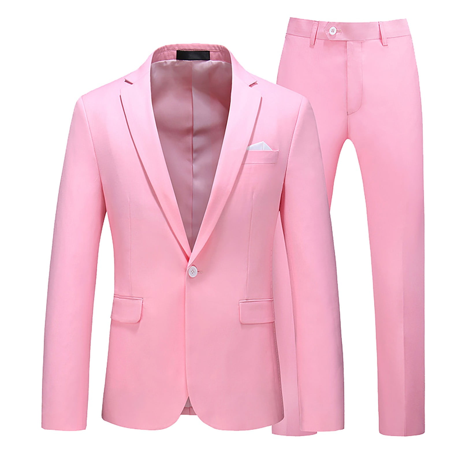 Light Pink Slim Fit 2-Piece Suit with Button Closure
