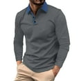 thumbnail image 1 of SNOWSONG Mens Long Sleeve Shirt Men's Fashion Spring & Autumn Casual Zipper Solid Color Long Sleeve Top, Polo Shirts for Men, Mens Tops, Button Down Shirt 1x Dress Gray M, 1 of 3