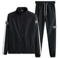 thumbnail image 1 of SNOWSONG Mens Sweatsuit, Mens Sports Suit Zipper Jacket + Elastic Waist Trousers (with Reflective Strips), Big and Tall Track Suits, Tracksuits for Men Set, Winter Sweatsuits Black L, 1 of 3
