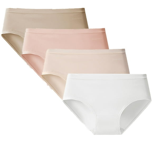 SNOWSONG Panties for Women 4 Pcs Women's Summer Thin Bikini Bottom Seamless Cotton Panties, Cotton Underwear, Underwear Women Pack, Seamless Underwear 4x Ladies Panties Pink M