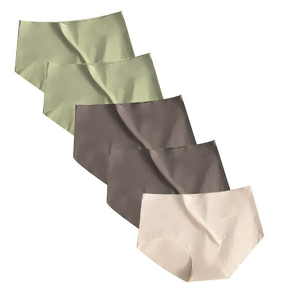 SNOWSONG Panties for Women Clearance! 5 Pcs Women's Thin Seamless Ice Silk Antibacterial Mulberry Silk Panties, Cotton Underwear, Underwear Women Pack, Seamless Underwear 5x Ladies Panties Green XL