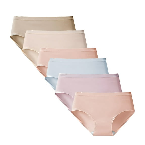 SNOWSONG Panties for Women 6 Pcs Women's Summer Thin Bikini Bottom Seamless Cotton Panties, Cotton Underwear, Underwear Women Pack, Seamless Underwear 6x Ladies Panties Beige L