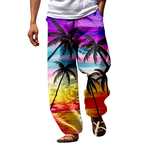 SNOWSONG Pants for Men, Sweatpants for Men Men's Casual 3D Printed Beach Pants Loose Trend Trousers, Baggy Pants Men, Halloween Pajamas, 1xPants, Purple L