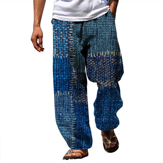 SNOWSONG Pants for Men, Sweatpants for Men Men's Pants Drawstring Elastic Waist 3D Printed Baggy Straight Leg Pants, Baggy Pants Men, Halloween Pajamas, 1X Casual Pants, Dark Blue S