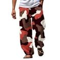 thumbnail image 1 of SNOWSONG Pants for Men, Sweatpants for Men Men's Pants Drawstring Elastic Waist Camouflage Print Loose Straight Pants, Baggy Pants Men, Halloween Pajamas, 1x Casual Pants, Red M, 1 of 4
