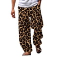 thumbnail image 1 of SNOWSONG Pants for Men, Sweatpants for Men Men's Pants Drawstring Elastic Waist Leopard Print Loose Straight Pants, Baggy Pants Men, Halloween Pajamas, 1x Casual Pants, Coffee XL, 1 of 4
