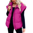 thumbnail image 1 of SNOWSONG Puffer Vest Women Women's Standing Collar Down Vest Sleeveless Zipper Hooded Jacket Winter Warm Padded Jacket Womens Vest Fall Vests for Women 2024 Coats for Women Hot Pink XL, 1 of 4
