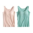 thumbnail image 1 of SNOWSONG Shelf Bra Tank Tops for Women Clearance! Women's Stretch Camisole with Chest Pad Vest Underwear, Camisoles with Built in Bra, Plus Size Camisoles, Tank Tops for Women 2Pcs Vest Beige 4XL, 1 of 6