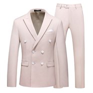 Mens Suit Slim Fit 3 Piece Blazer Jacket Pants and Vest Set for Wedding Tuxedo Beige at Men's Clothing store