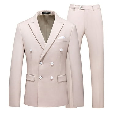 SNOWSONG Men's Suits Clearance! Men's Slim Fit Suit Two Piece Business Wedding Party Jacket & Pants, Suit Jacket, Wedding Suits for Men, 2 Piece Suit Men 1PC Jacket + 1PC Pants Beige L