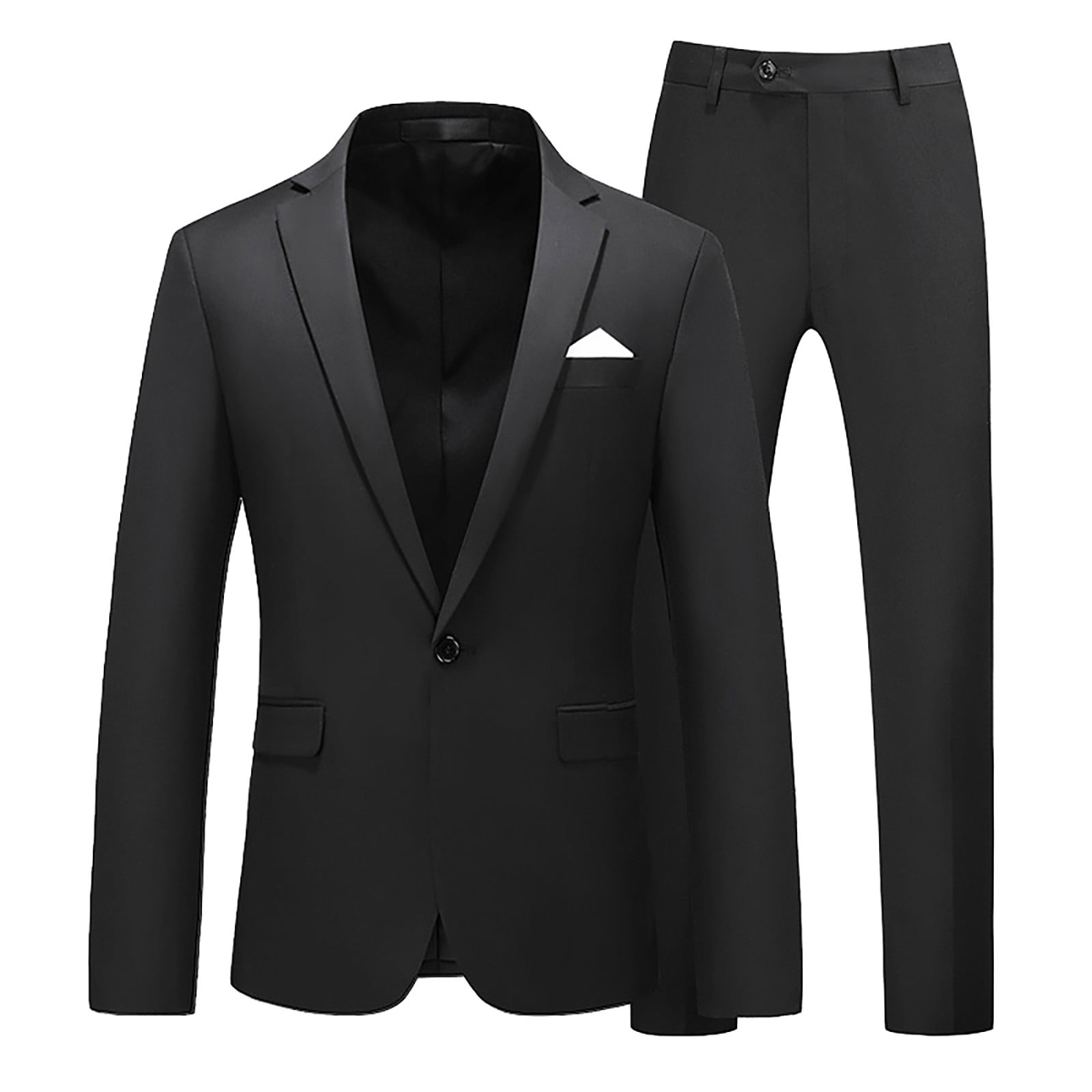 Men's Black  2 Button Slim Fit Cheap Priced Business Suits Clearance Sale
