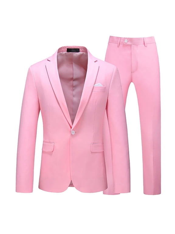 Slim Fit Suits for MenClearance! Mens Formal Wear Men's Suits Slim Business Wedding Party Jacket Jacket + Pants Suit Two Piece Set Men's Suits Pink 3XL