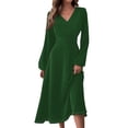 thumbnail image 1 of SNOWSONG Sundresses for Women 2024 Women's 2024 Summer Autumn V-neck Long Sleeve Swinging Fashion Dress Long Dress, Boho Dresses, Casual Dresses, Maxi Dress for Women 1PC dress Army Green L, 1 of 4