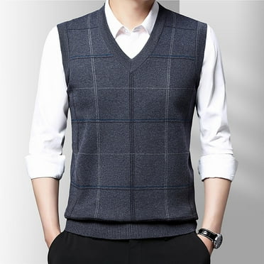 SNOWSONG Sweaters for Men, Men's Winter Knitted Warm Undershirt Inner Slim Sweater Vest Pullover, Knitted Sweater, Mens Sweater Vest, Lightweight V Neck Sweaters Gray L