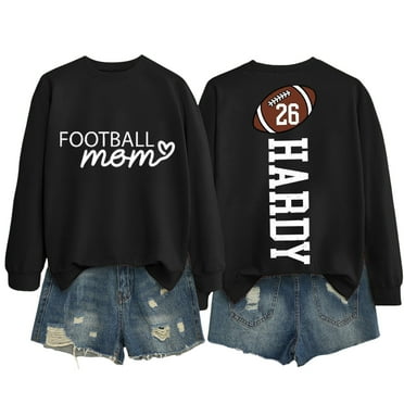 SNOWSONG Tops for Women Trendy Clearance! Lady's Fall Football Mom Hoodless Sweatshirt Personalized with Number Shirt Womens Fall Fashion 2024 Football Shirts for Women Game Day Sweatshirt Black L
