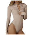 thumbnail image 1 of SNOWSONG Womens Bodysuit, Womens Long Sleeved Bottoming Shirt Round Neck Button Knitted Jumpsuit, Plus Size Bodysuit, Sexy One Piece Swimsuit, Shirts for Women 1 PC One Piece A S, 1 of 4