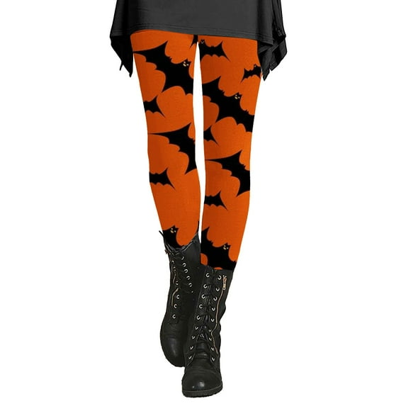 SNOWSONG Womens Leggings Plus Size Leggings Women's Slim Halloween Fun Printed Bottom Pants Casual Warm Leggings Halloween Leggings for Women Tummy Control Leggings Dark Blue M