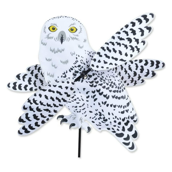 SNOWY OWL Whirligig Garden Stake Wind Spinner by Drevy & Designs
