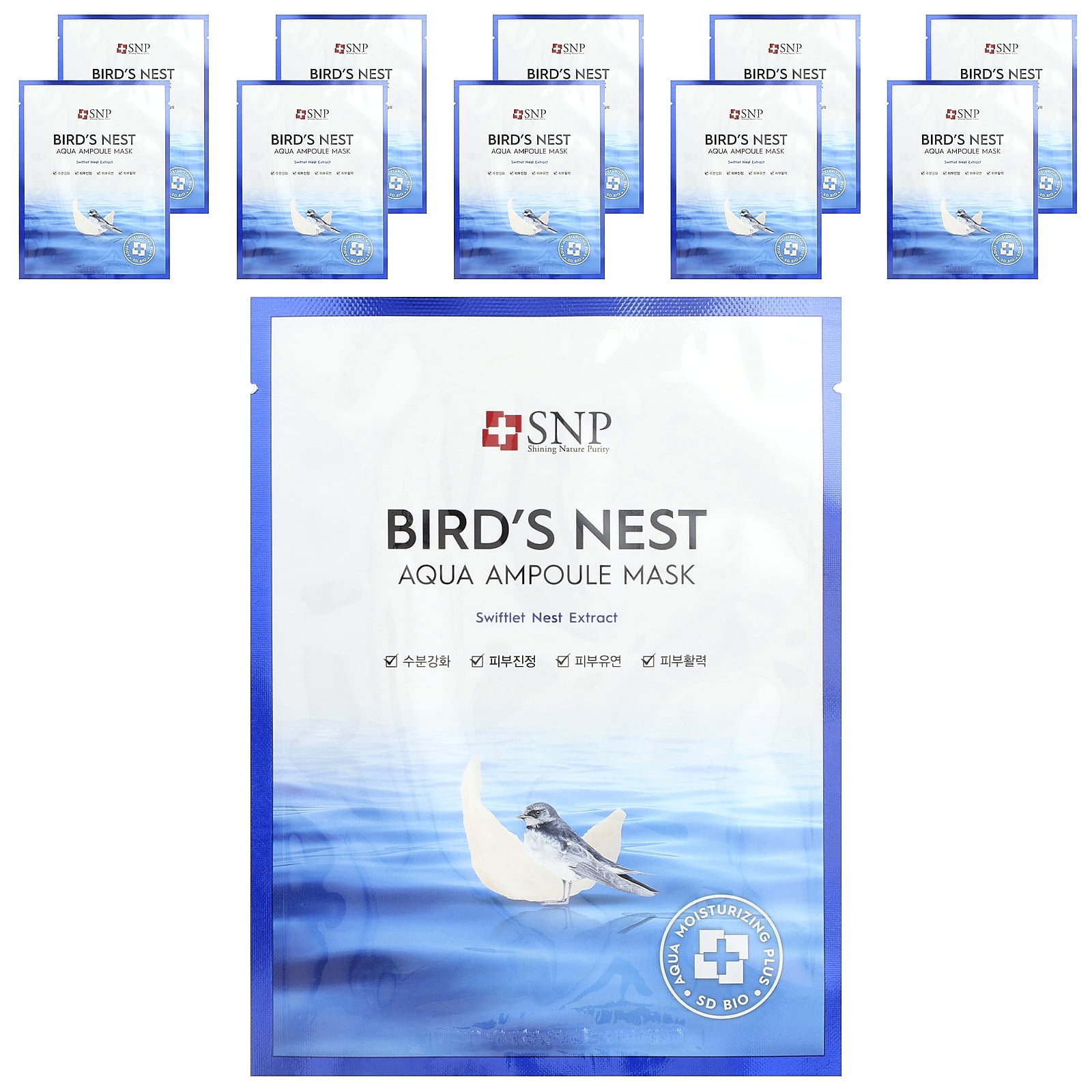 SNP Bird's Nest, Aqua Ampoule Beauty Mask, 10 Sheet Masks, 0.84 fl oz (25 ml) Each