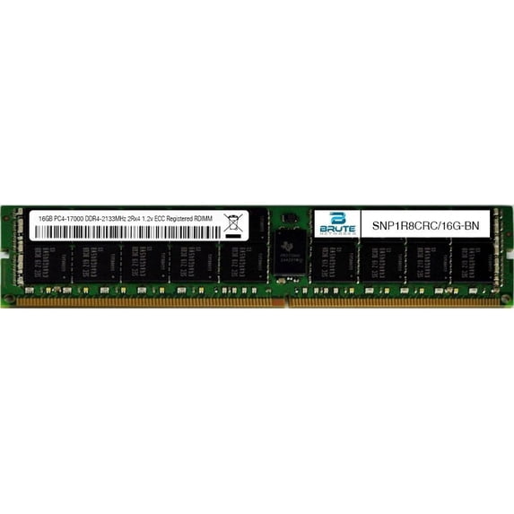 Brute Networks SNP1R8CRC/16G-BN - 16GB DDR4-2133Mhz 2Rx4 ECC Registered RDIMM (Compatible with OEM PN# SNP1R8CRC/16G)