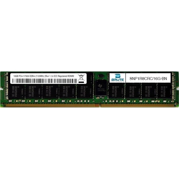 Brute Networks SNP1R8CRC/16G-BN - 16GB DDR4-2133Mhz 2Rx4 ECC Registered RDIMM (Compatible with OEM PN# SNP1R8CRC/16G)