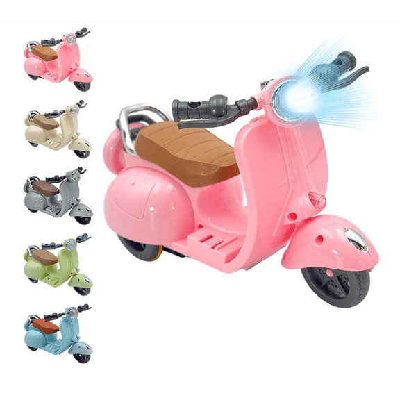 SNPOSN Cute Doll's Electric Ride-On Scooter, Battery Powered Style Motorcycle with Headlight, Music, Motorcycle Toys for Doll, Indoor & Outdoor Toy,, 4.92 Inch, Pink(Battery Not Included)