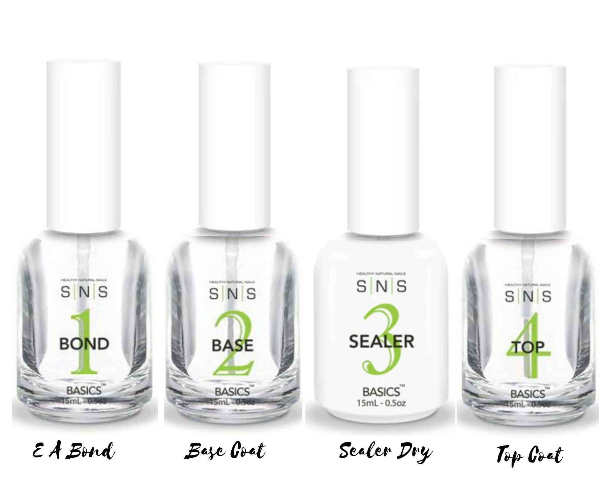 SNS Basics Bases&Sealers E A Bond ( 1 ) , Base Coat ( 2 ) , Sealer Dry ( 3 ) & Top Coat
