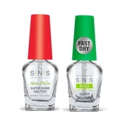 SNS Dip Liquid Nutri-Plus 2 pcs - Super Gel Base  FAST DRY  and Super Shine Gel Top  0.5 oz each