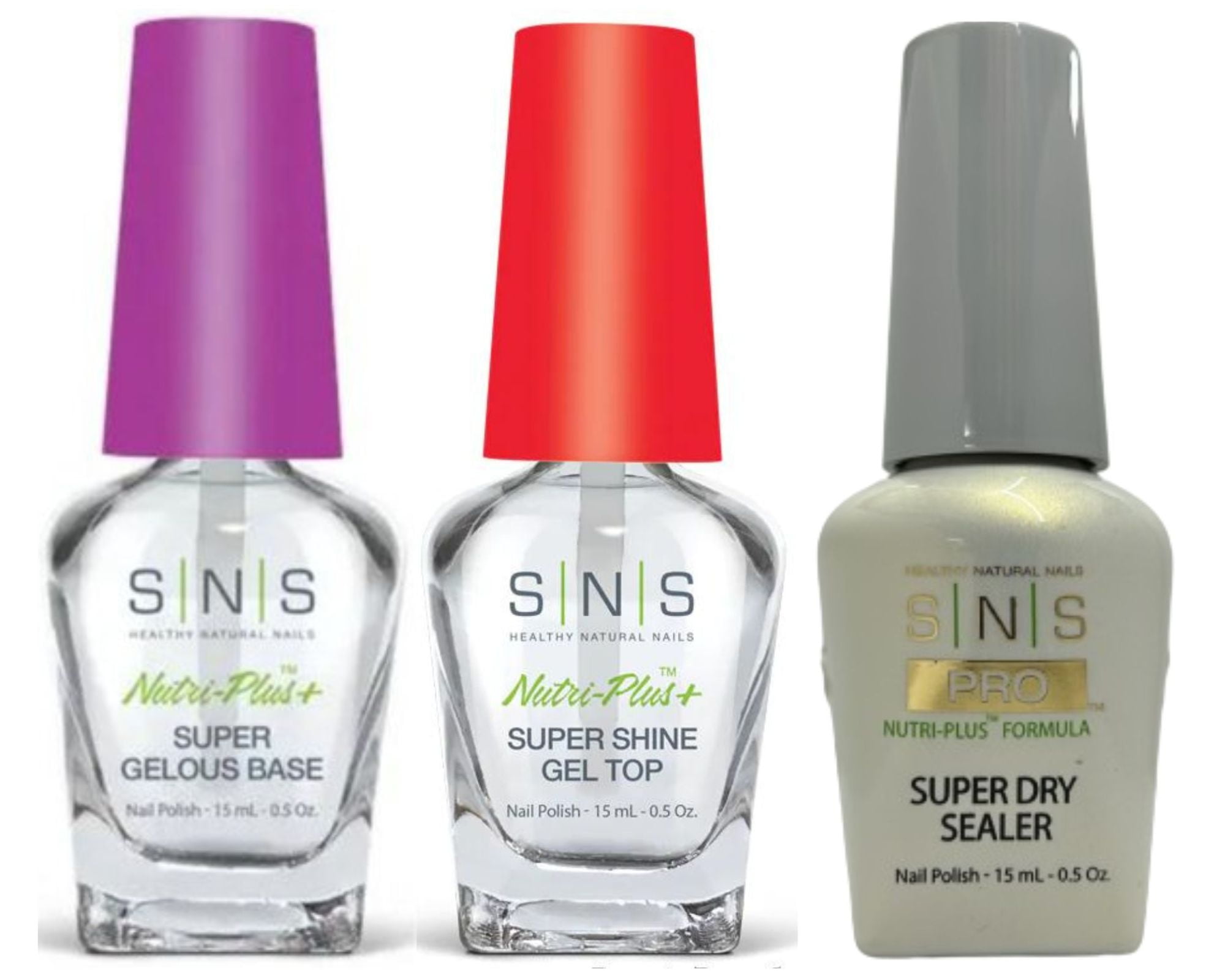 SNS Dip Liquid NutriPlus 3 pcs Gelous Base/Sealer Dry /Shine Gel Top