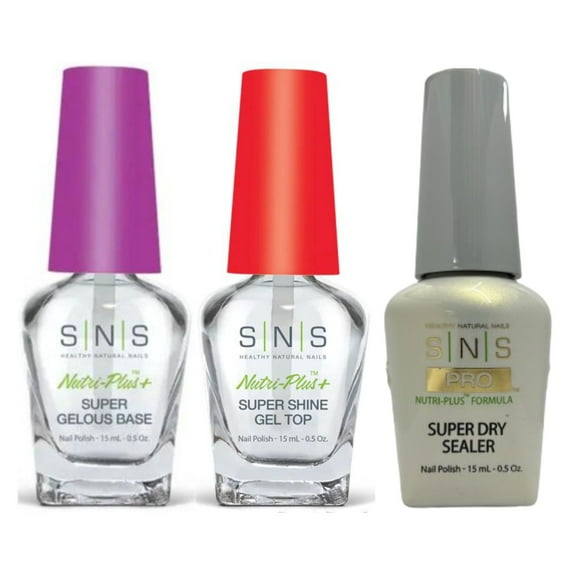 SNS Dip Liquid Nutri-Plus 3 pcs - Gelous Base/Sealer Dry /Shine Gel Top ( 0.5 oz each )
