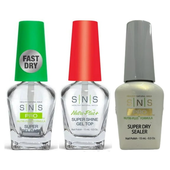 SNS Dip Liquid Nutri-Plus 3 pcs - Super Gel Base (Fast Dry)/Sealer Dry /Shine Gel Top ( 0.5 oz each )