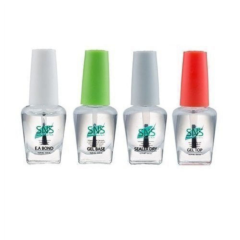 SNS Dipping Powder Gel Base, Top, Sealer Dry, Ea Bond, Set of 4 Packaging may vary