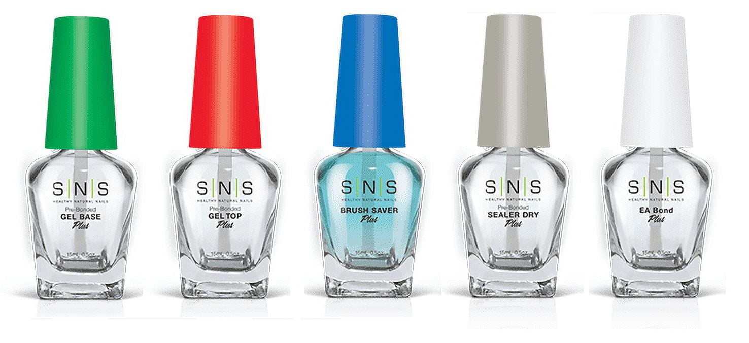 SNS Nail Dipping Powder, Prep Gel Base/Gel Top/Sealer Dry/Brush Saver/EA Bond 5ct