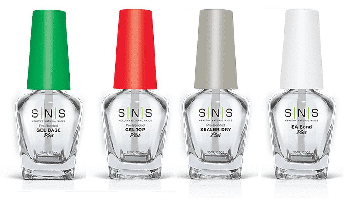 SNS Pre-Bonded Gel Base, Gel Top, Sealer Dry, & EA Bond Nail Polish (for Nail Dip Powders), 0.5 Fl Oz Each
